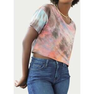 NEW HALEY SOLAR tie-dyed silk charmeuse crop top in aura